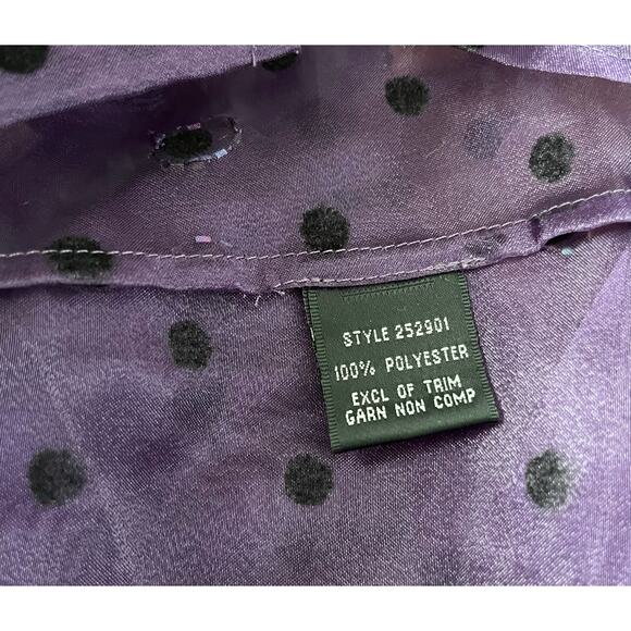 JS Boutique Purple Sheer Polkadot Tie Blouse Top - Picture 9 of 10